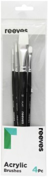 Reeves+Acrylic+Short+Handle+Brush+4+Pack