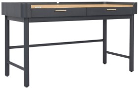Stilford-Leipzig-2-Drawer-1400mm-Desk-Charcoal-and-Oak on sale