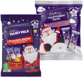 Cadbury+Marshmallow+Santa+5+Pack+or+Chocolate+Santa+Share+Bag+12+Pack%2A