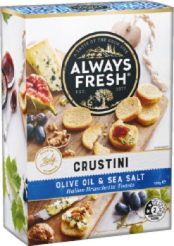 Always-Fresh-Olive-Oil-Sea-Salt-Crustini-Toasts-120g on sale