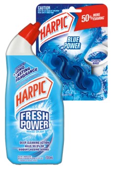 Harpic-Fresh-Power-Liquid-Toilet-Cleaner-700mL-or-Blue-Power-Rim-Block-39g-Selected-Varieties on sale