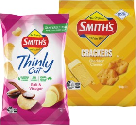 Smith%26rsquo%3Bs+Thinly+Cut+Chips+175g+or+Crackers+160g+Selected+Varieties