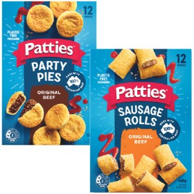 Patties-Party-Pies-or-Sausage-Rolls-450-560g-Pk-12 on sale