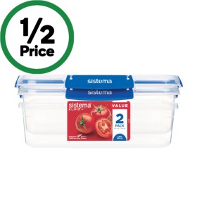 Sistema+Klip+It+Plus+Rectangle+Container+2.2+Litre+Pk+2