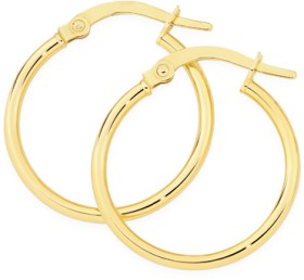 9ct+Gold+15mm+Polished+Hoop+Earrings