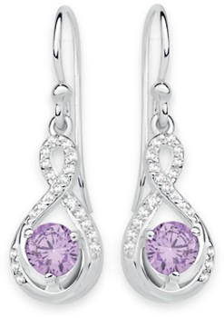 Sterling+Silver+Cubic+Zirconia+Twist+Drop+Hook+Earrings