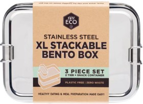 Ever-Eco-Stainless-Steel-XL-Stackable-Bento-Box-2-Tier-Mini-Snack-Container-1900ml on sale