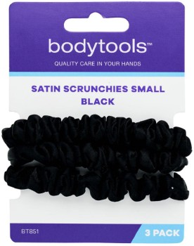Bodytools-Satin-Scrunchies-Black-Small-3-Pack on sale