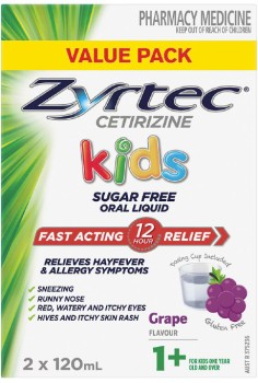 Zyrtec-Kids-Fast-Acting-Allergy-Hayfever-Relief-Grape-Flavour-Oral-Liquid-2-X-120ml on sale