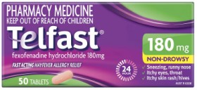 Telfast+Fast+Acting+Hayfever+Allergy+Relief+180mg+50+Tablets