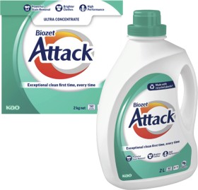 Biozet-Attack-Regular-Laundry-Liquid-2-Litre-or-Powder-2kg on sale