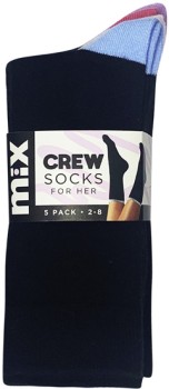 Mix+Women%26%23039%3Bs+Crew+Size+2-8+Socks+5+Pack