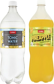 Coles+Soft+Drink+or+Mixers+1.25+Litre