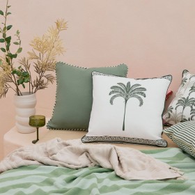 Sundays-Halcyon-Palm-with-Border-Square-Outdoor-Cushion-by-Pillow-Talk on sale
