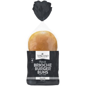 Toscano-Brioche-Burger-Buns-200g-Pk-4 on sale