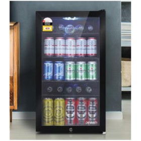Devanti-98L-Bar-Fridge-Glass-Door-wLight-Black on sale