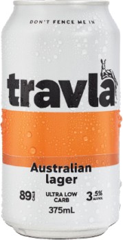 Travla+Mid+Strength+Lager+Block+Cans+375mL