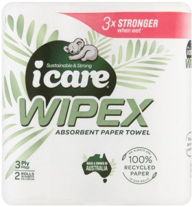 Icare+Wipex+100%25+Recycled+Paper+Towel+3+Ply+2+Pack