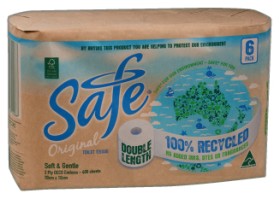 Safe+100%25+Recycled+Double+Length+Toilet+Tissue+6+Pack