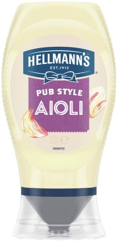 Hellmanns-Squeezy-Garlic-Aioli-or-Mayo-250252g-Selected-Varieties on sale