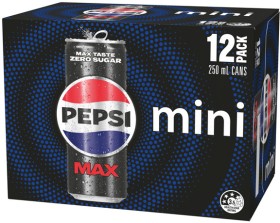 Pepsi-Max-Solo-or-Schweppes-Mini-Can-12x250mL on sale