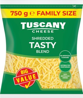 Tuscany-Shredded-Tasty-Cheese-Family-Size-750g on sale