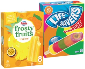 Peters+Frosty+Fruits+6%E2%80%918+Pack+or+Life+Savers+Ice+Block+8+Pack+Selected+Varieties