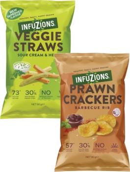 Infuzions-Veggie-or-Prawn-Crackers-90g on sale