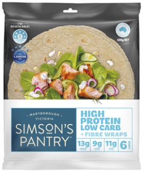 Simson%26%23039%3Bs+Pantry+High+Protein+Low+Carb+Wraps+6+Pack+420g