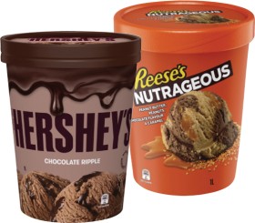 Hersheys-Reeses-or-Violet-Crumble-Ice-Cream-Tub-1-Litre on sale