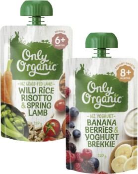 Only-Organic-4-Months-6-Months-or-8-Months-Baby-Food-Pouch-120g on sale