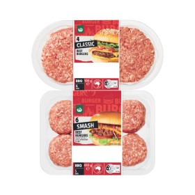 Woolworths+Australian+Beef+Burgers+Classic%2C+Stacker%2C+Smash+or+Slider+Varieties+400-500g