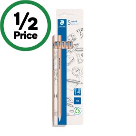 Staedtler-Natural-Graphite-Pencils-HB-Pk-5 on sale