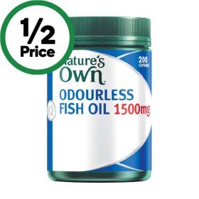 Natures-Own-Odourless-Fish-Oil-1500mg-Capsules-Pk-200 on sale