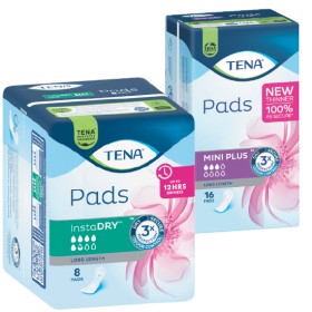 TENA+Mini+Pads+Pk+16-20+or+TENA+Pad+Insta+Dry+Long+Length+Pk+8