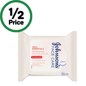Johnsons-Facial-Wipes-Pk-25 on sale