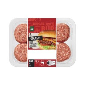 Woolworths+Australian+Beef+Smash+Burgers+450g+Pk+6