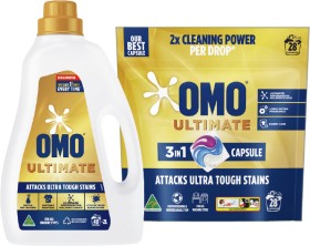 OMO+Ultimate+Laundry+Liquid+2+Litre%2C+Powder+2kg+or+Capsules+28+Pack+Selected+Varieties