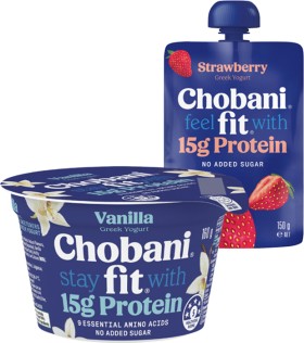 Chobani-Fit-Protein-Greek-Yogurt-Pot-160g-or-Pouch-150g-Selected-Varieties on sale