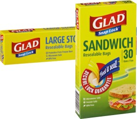 Glad+Sandwich+Bags+30+Pack%2C+Snack+Bags+60+Pack+or+Resealable+Bags+10-15+Pack+Selected+Varieties