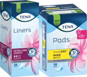 Tena-Liners-2224-Pack-or-InstaDry-Pads-810-Pack-Selected-Varieties on sale