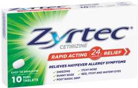 Zyrtec+Rapid+Acting+Hayfever+Allergy+Relief+Mini+Tablets+10+Pack%2A%2A%2A