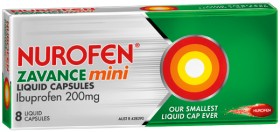Nurofen+Zavance+Mini+Ibuprofen+200mg+Liquid+Capsules+8+Pack%2A