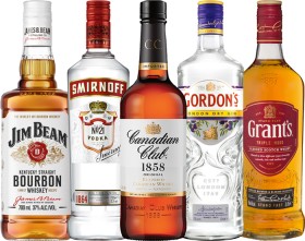 Jim-Beam-White-Label-Bourbon-Smirnoff-Vodka-Canadian-Club-Whisky-Gordons-London-Dry-Gin-or-Grants-Scotch-Whisky-700mL on sale