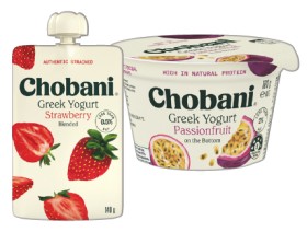 Chobani+Greek+Yogurt+Pouch+140g+or+Pot+150%E2%80%91160g+Selected+Varieties