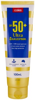 Coles+Sun+Ultra+Sunscreen+SPF50%2B+100mL%5E