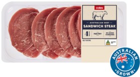 Coles-Australian-No-Added-Hormones-Beef-Sandwich-Steak-400g on sale