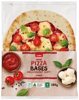 Coles-Mini-Pizza-Bases-4-Pack-280g on sale