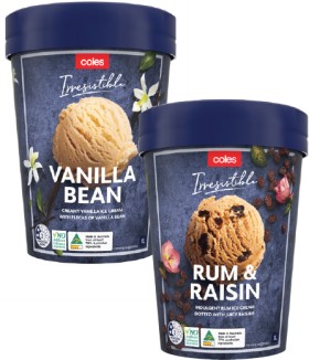 Coles-Irresistible-Ice-Cream-Tub-1-Litre on sale