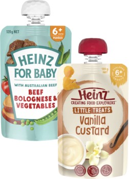 Heinz-4-Months-6-Months-or-8-Months-Baby-Food-Pouch-120g on sale